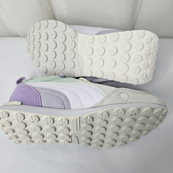 Puma Rider FV Lilac Purple Leather Trim Sneaker Size 8 White Mint - Picture 12 of 14